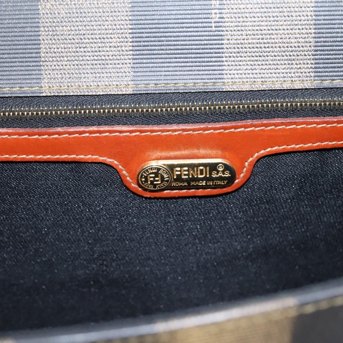 FENDI Pecan Canvas Hand Bag PVC Black Brown Auth ep16222