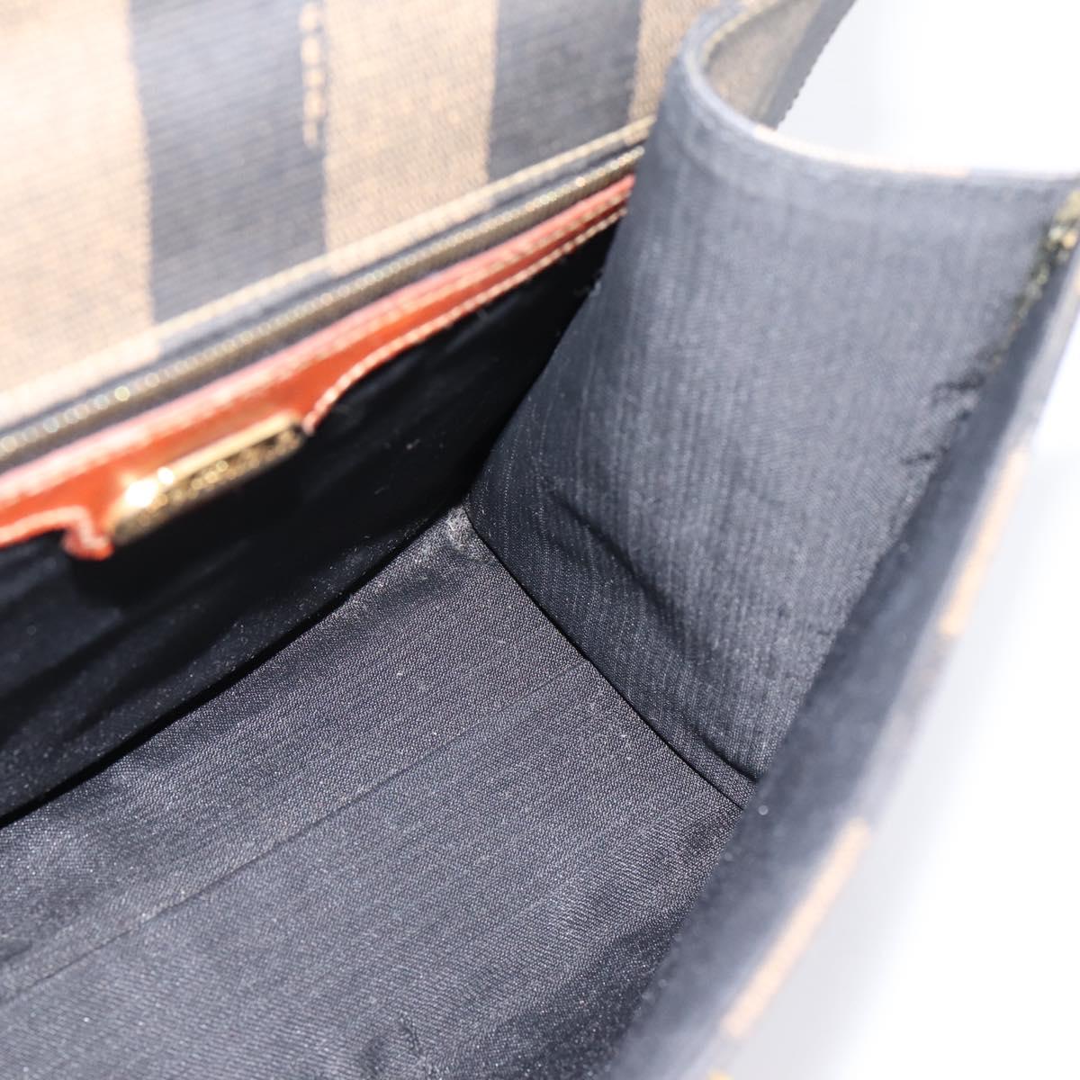 FENDI Pecan Canvas Hand Bag PVC Black Brown Auth ep16222