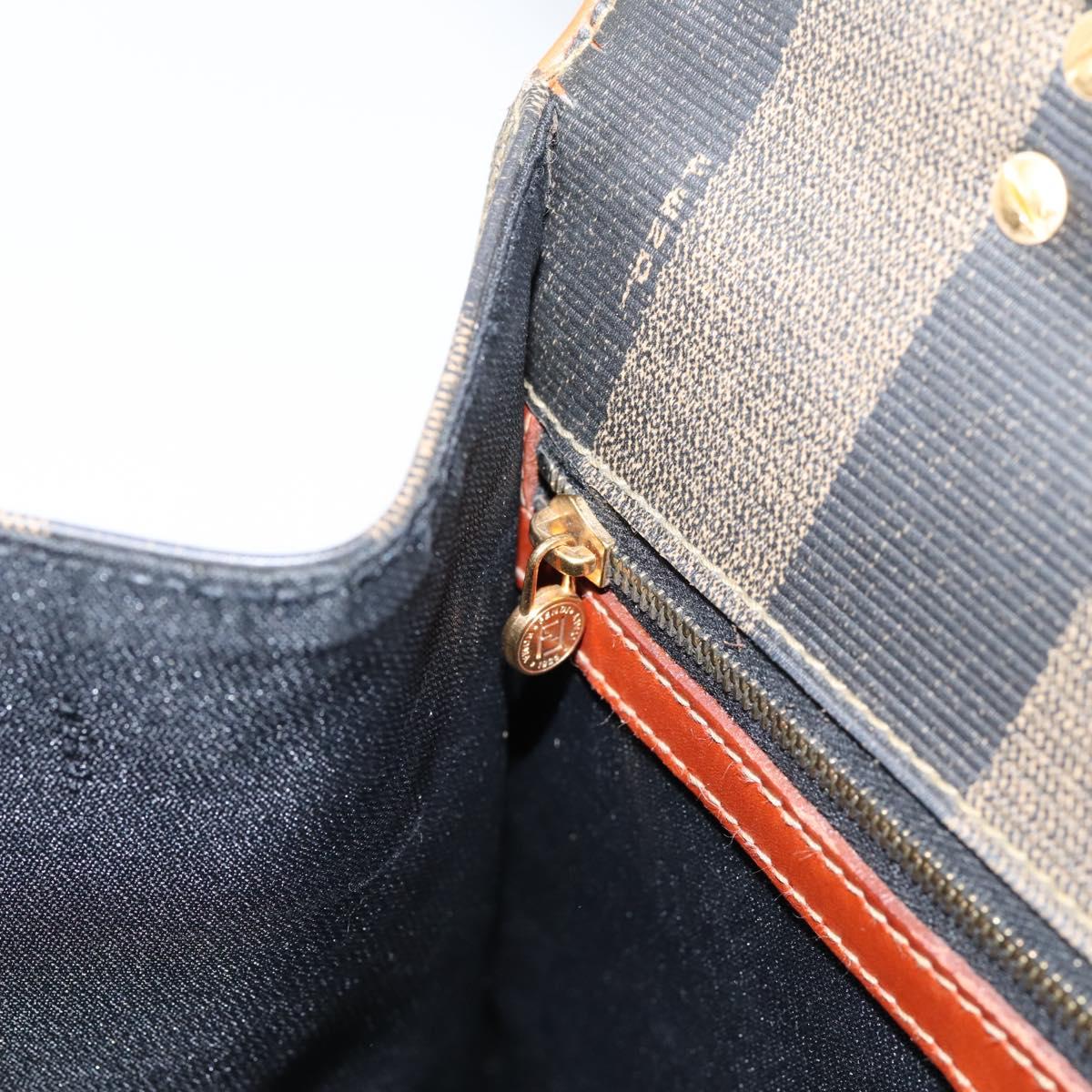 FENDI Pecan Canvas Hand Bag PVC Black Brown Auth ep16222