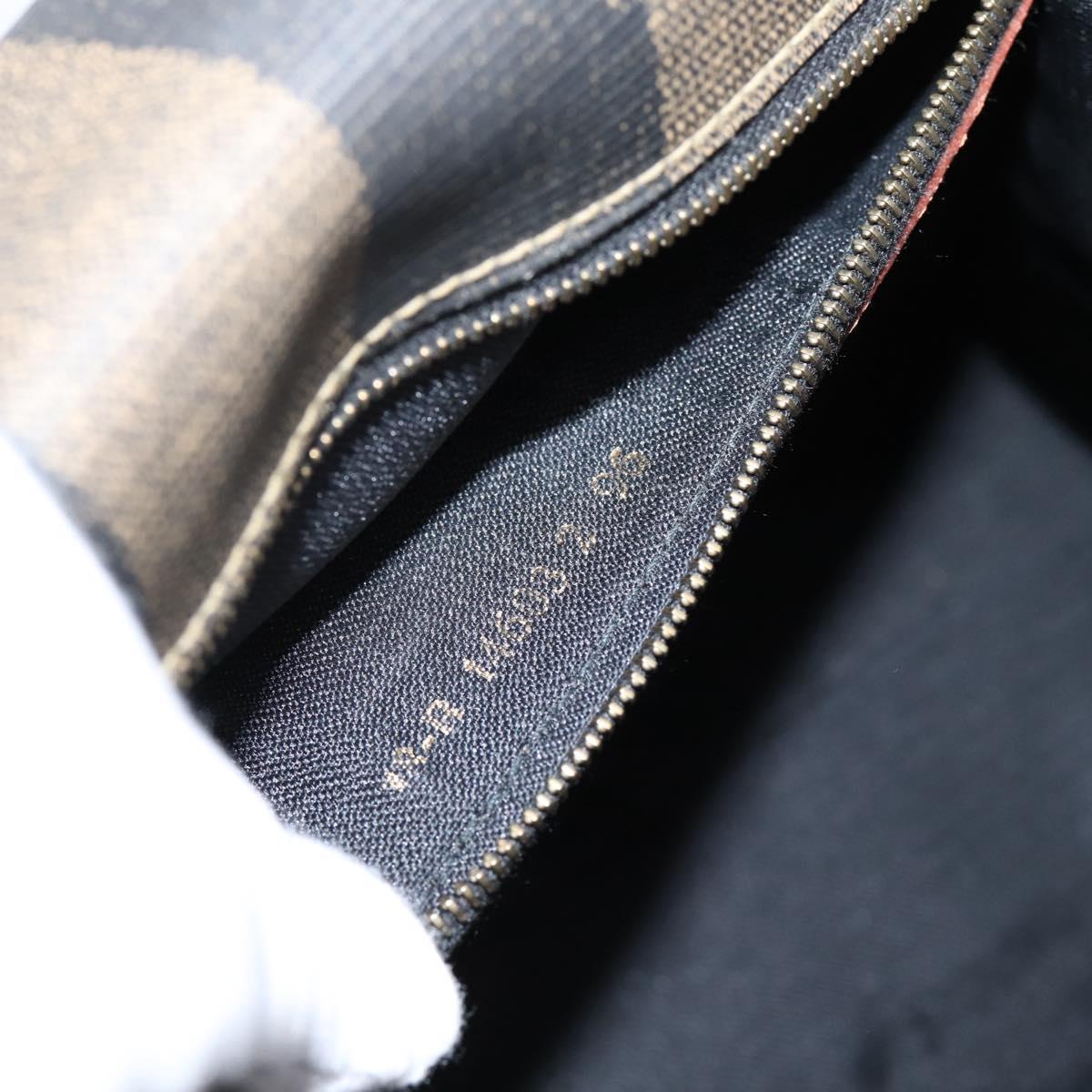 FENDI Pecan Canvas Hand Bag PVC Black Brown Auth ep16222