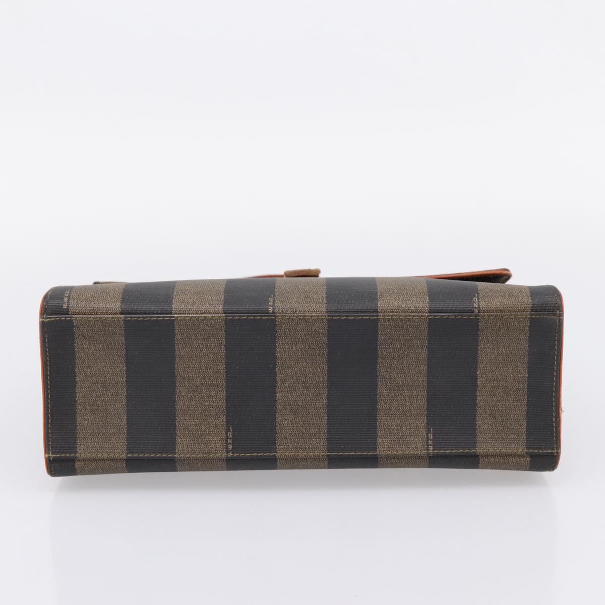 FENDI Pecan Canvas Hand Bag PVC Black Brown Auth ep16222