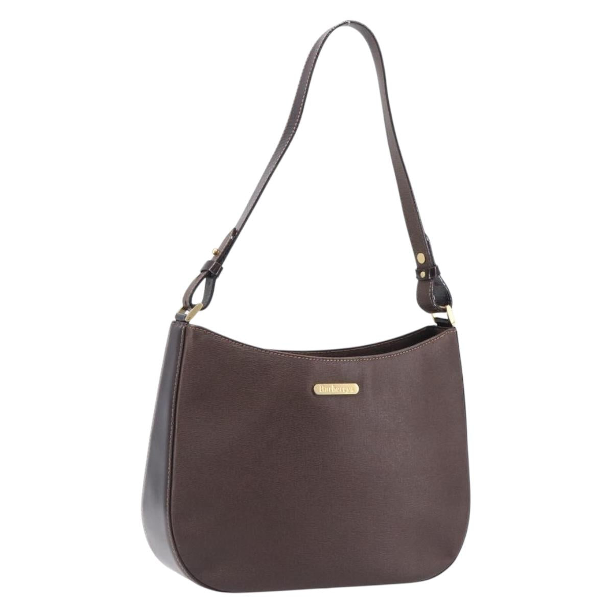Burberrys Shoulder Bag Leather Brown Gold Auth ep16223