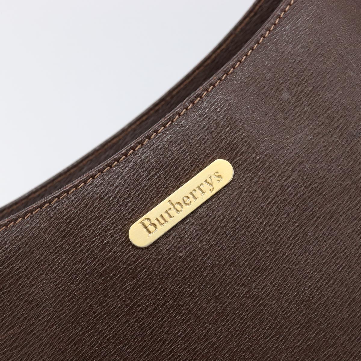 Burberrys Shoulder Bag Leather Brown Gold Auth ep16223