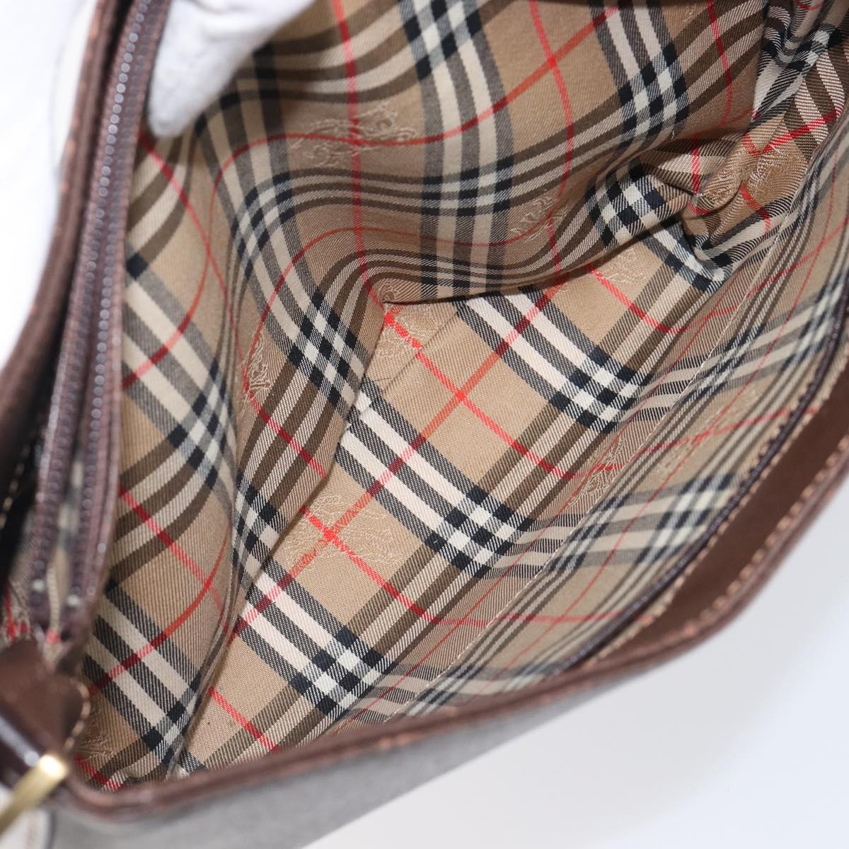 Burberrys Shoulder Bag Leather Brown Gold Auth ep16223
