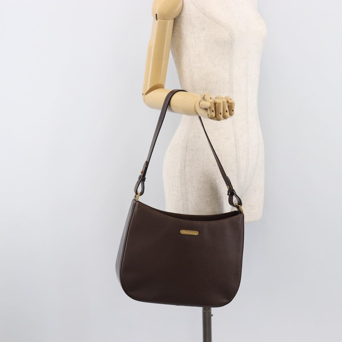 Burberrys Shoulder Bag Leather Brown Gold Auth ep16223