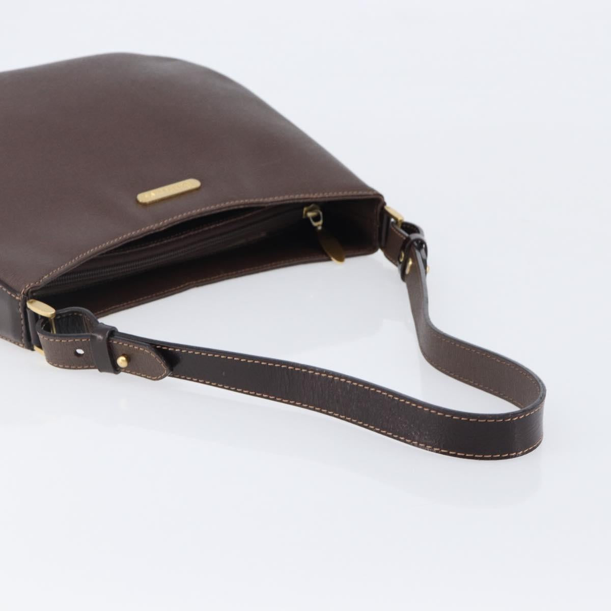 Burberrys Shoulder Bag Leather Brown Gold Auth ep16223