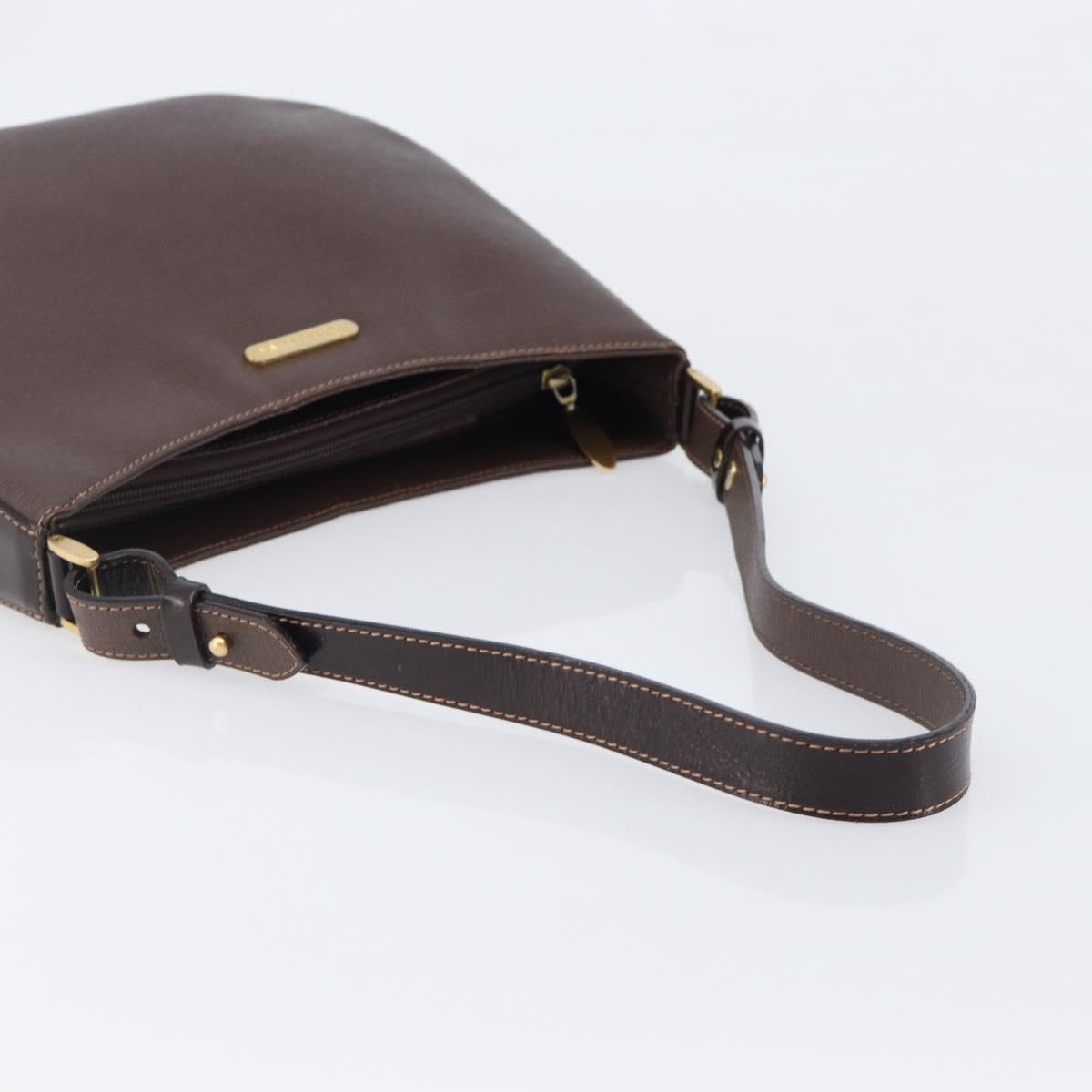 Burberrys Shoulder Bag Leather Brown Gold Auth ep16223