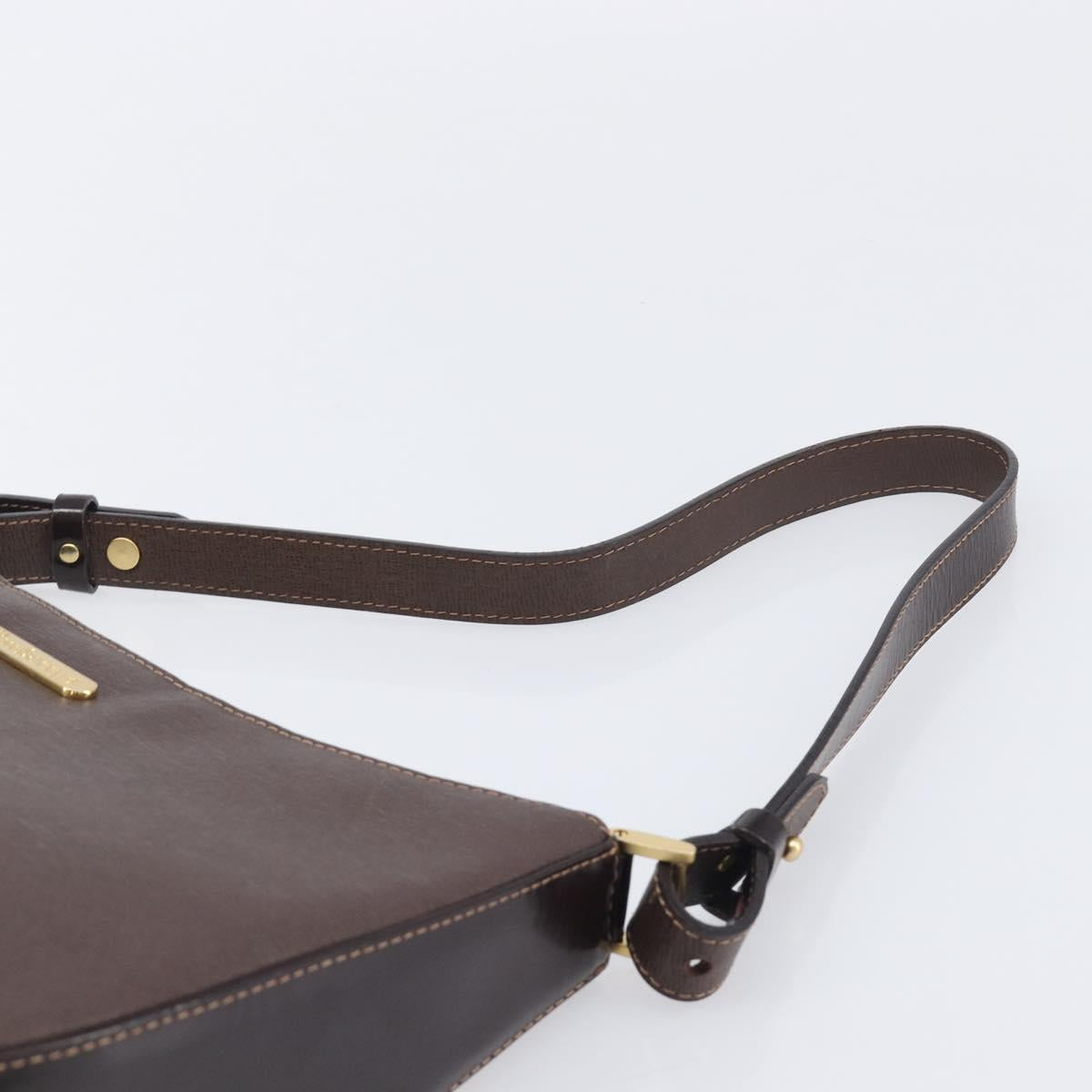Burberrys Shoulder Bag Leather Brown Gold Auth ep16223