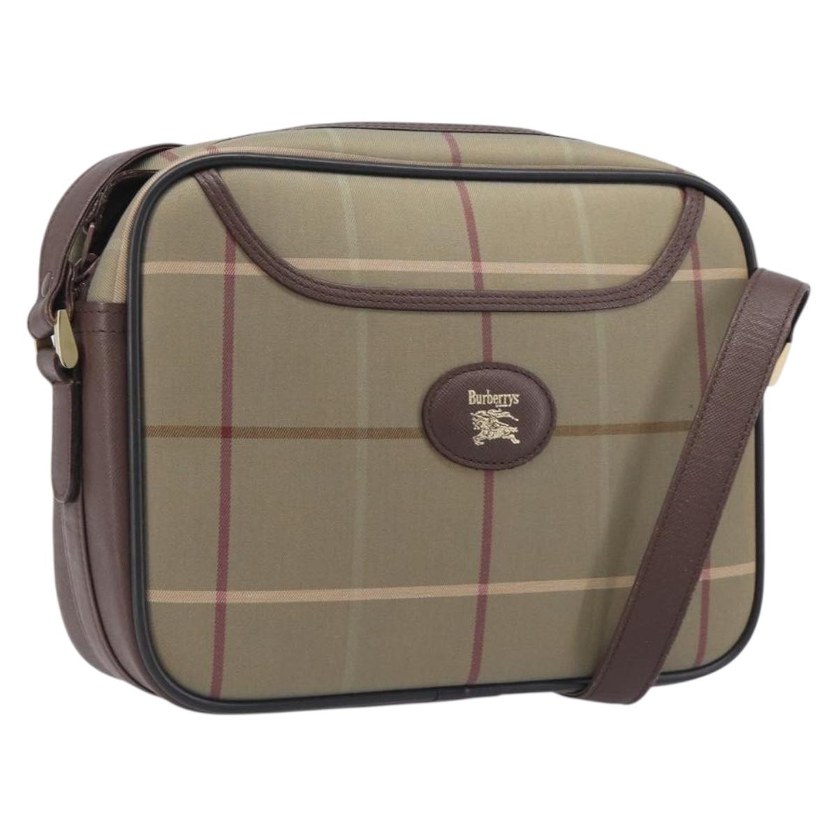 Burberrys Nova Check Shoulder Bag Canvas Beige Gold Auth ep16224