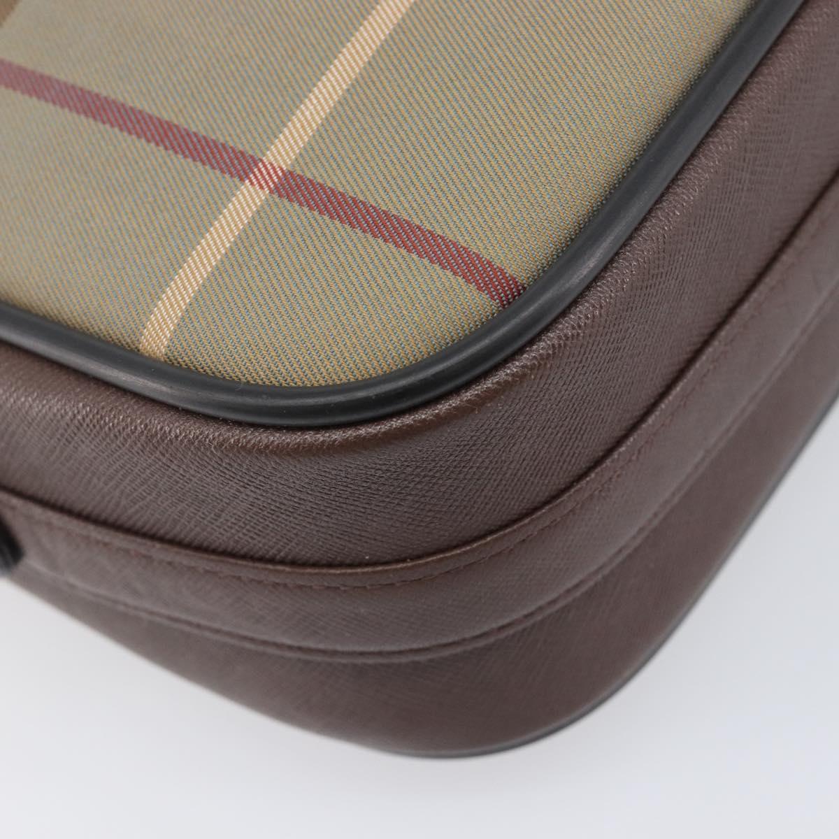 Burberrys Nova Check Shoulder Bag Canvas Beige Gold Auth ep16224