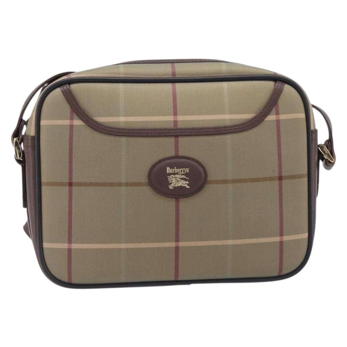 Burberrys Nova Check Shoulder Bag Canvas Beige Gold Auth ep16224