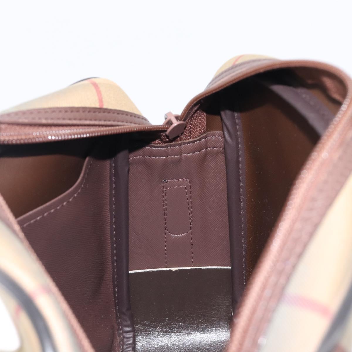 Burberrys Nova Check Shoulder Bag Canvas Beige Gold Auth ep16224
