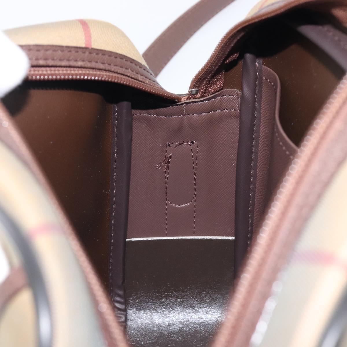 Burberrys Nova Check Shoulder Bag Canvas Beige Gold Auth ep16224