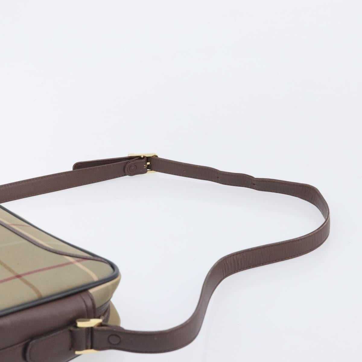 Burberrys Nova Check Shoulder Bag Canvas Beige Gold Auth ep16224