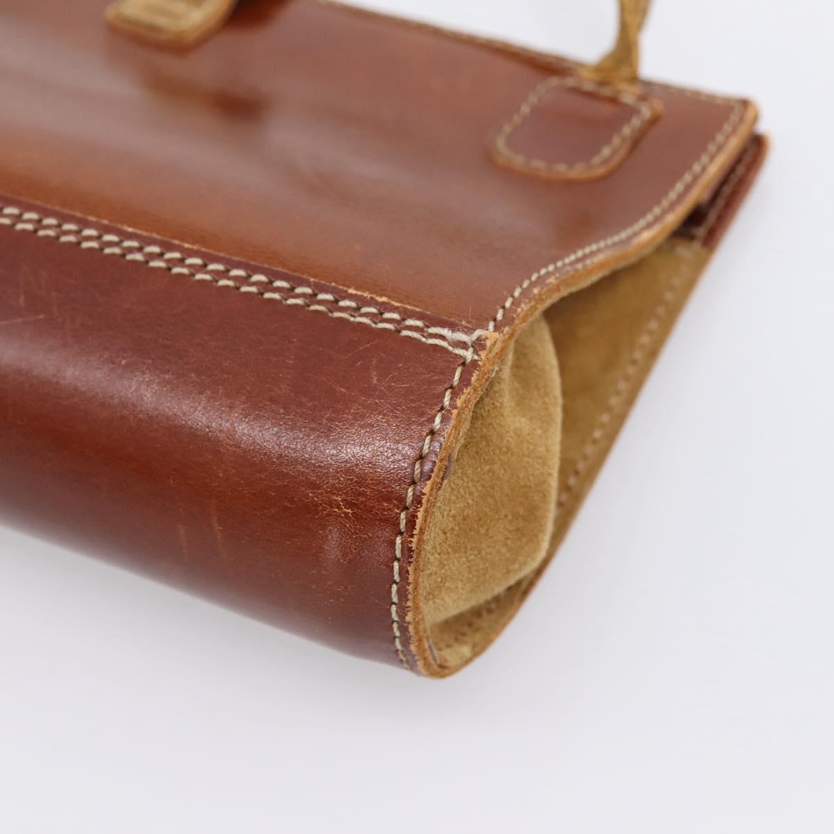 LOEWE Shoulder Bag Leather Brown Gold Auth ep16225