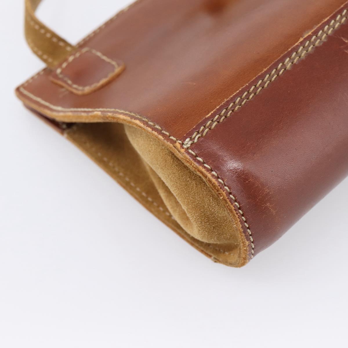 LOEWE Shoulder Bag Leather Brown Gold Auth ep16225
