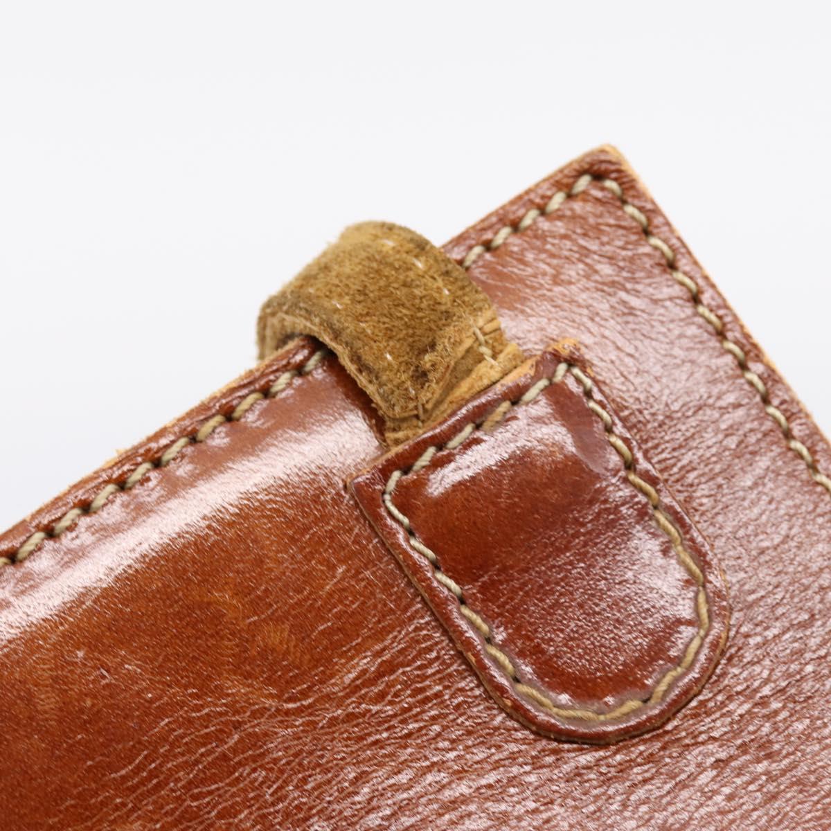 LOEWE Shoulder Bag Leather Brown Gold Auth ep16225