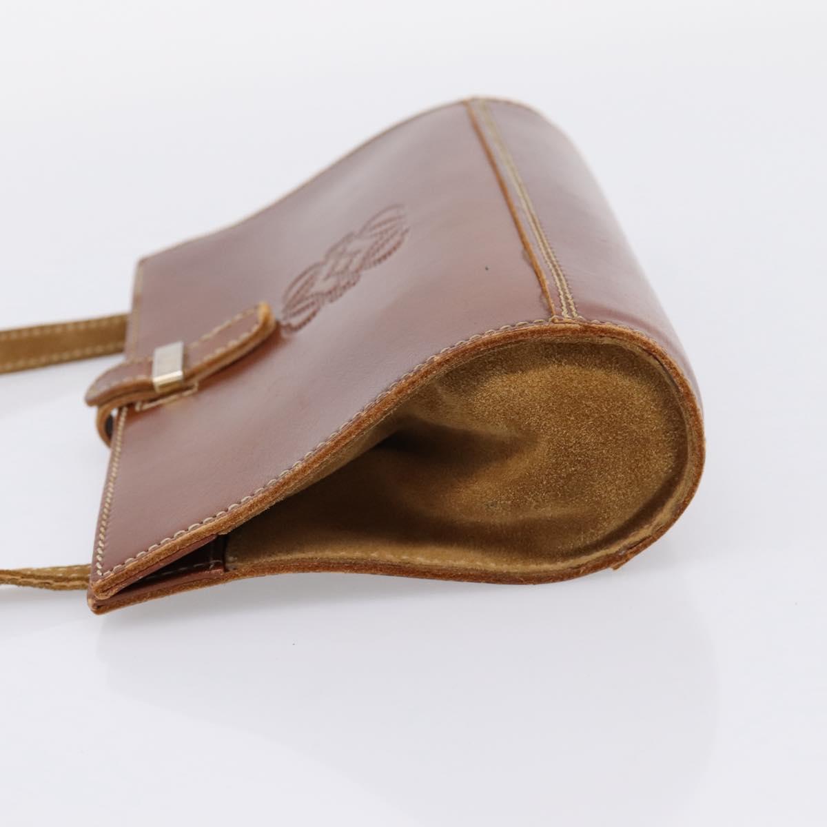 LOEWE Shoulder Bag Leather Brown Gold Auth ep16225