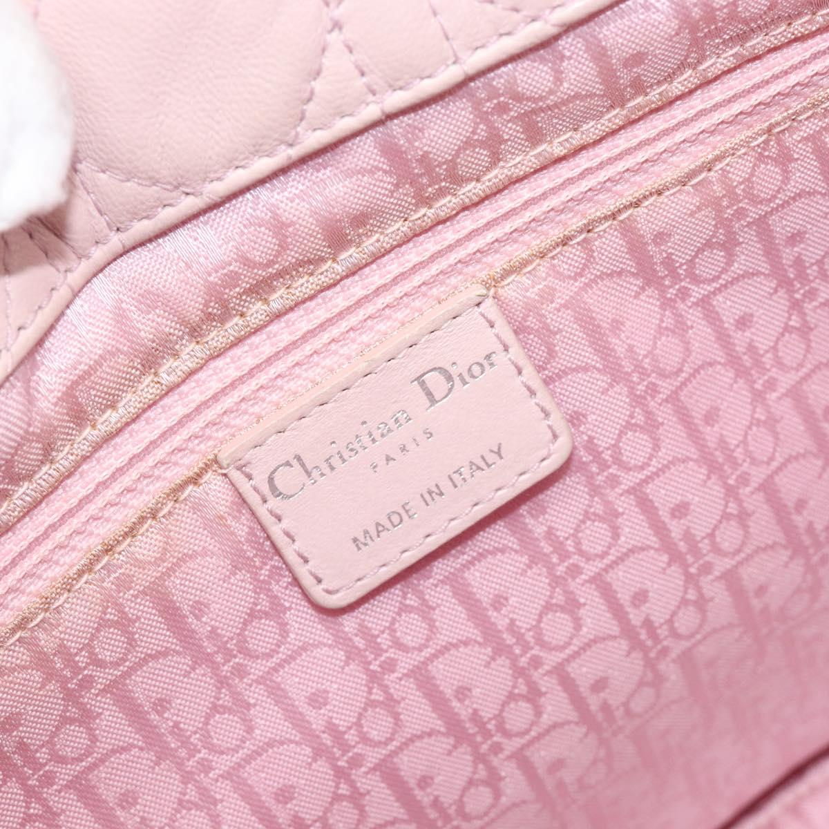 Christian Dior Lady Dior Hand Bag Leather Pink Silver Auth ep16226