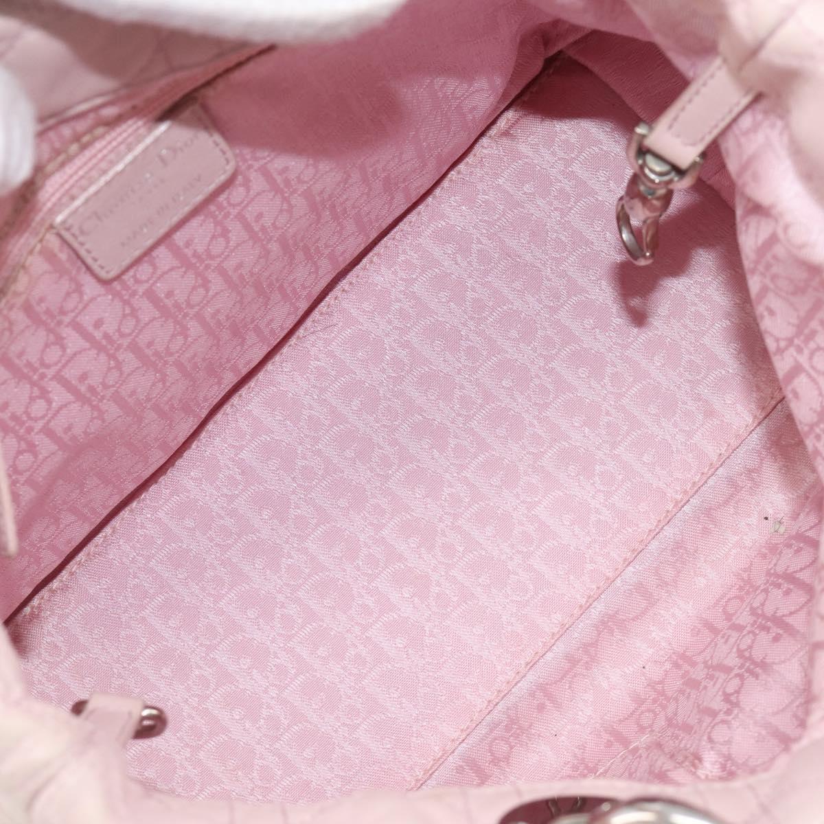 Christian Dior Lady Dior Hand Bag Leather Pink Silver Auth ep16226