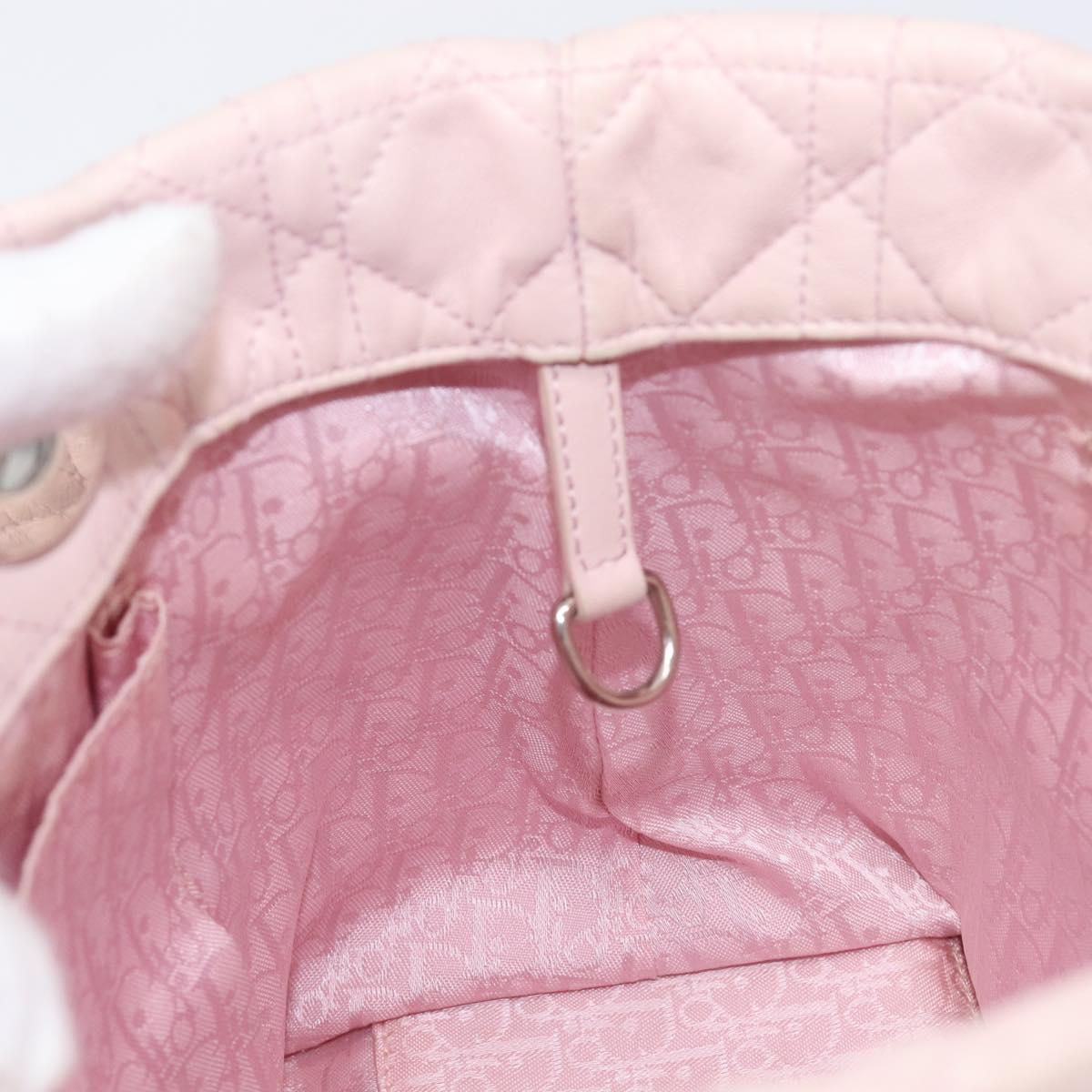 Christian Dior Lady Dior Hand Bag Leather Pink Silver Auth ep16226