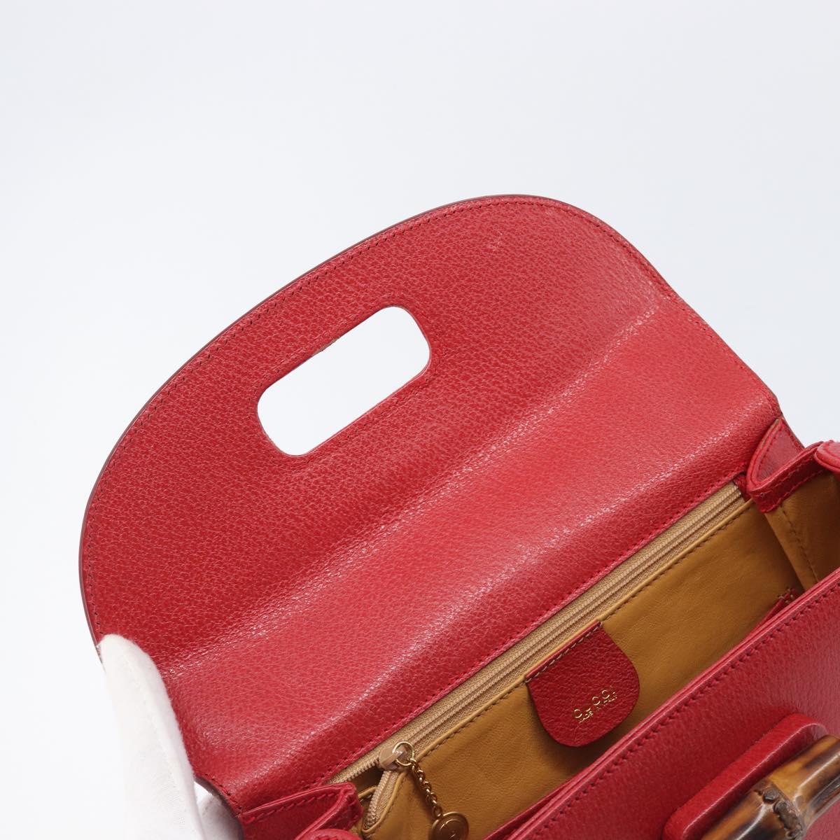 GUCCI Bamboo Hand Bag Leather Red Gold 000 1227 0633 Auth ep16228A