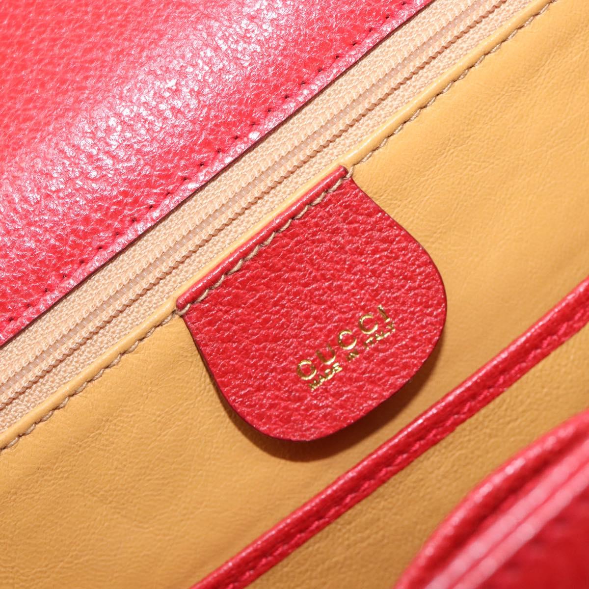 GUCCI Bamboo Hand Bag Leather Red Gold 000 1227 0633 Auth ep16228A