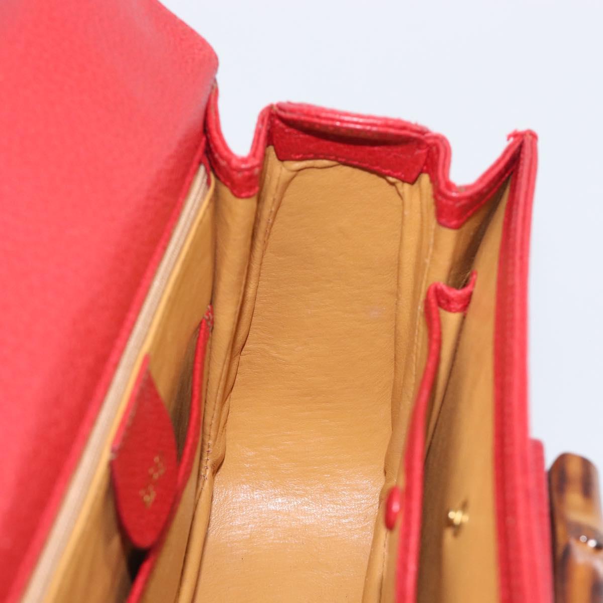 GUCCI Bamboo Hand Bag Leather Red Gold 000 1227 0633 Auth ep16228A