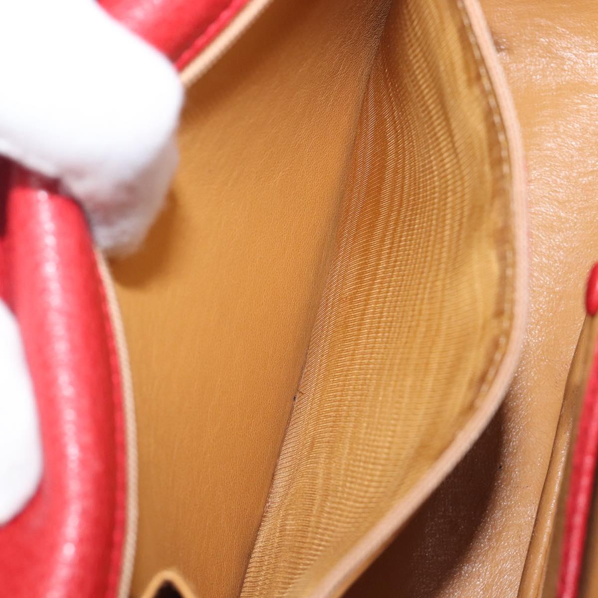 GUCCI Bamboo Hand Bag Leather Red Gold 000 1227 0633 Auth ep16228A