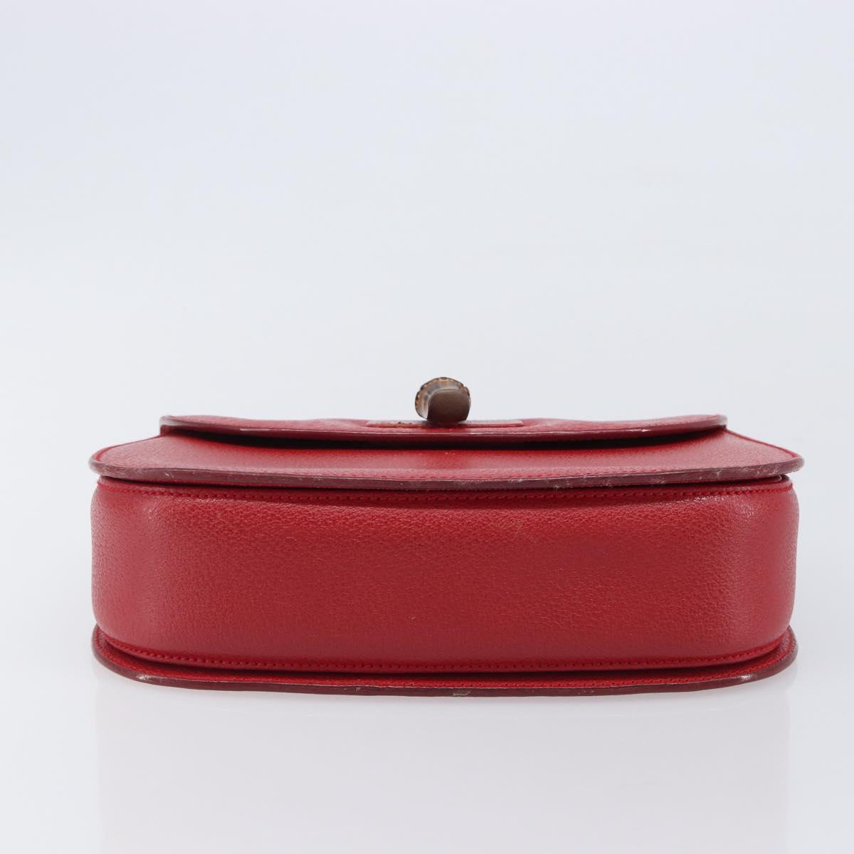 GUCCI Bamboo Hand Bag Leather Red Gold 000 1227 0633 Auth ep16228A
