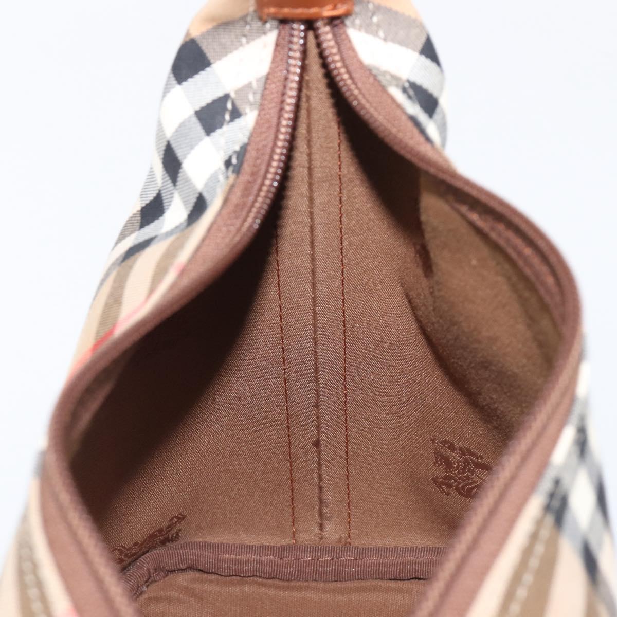 Burberrys Nova Check Hand Bag Canvas Beige Gold Auth ep16229