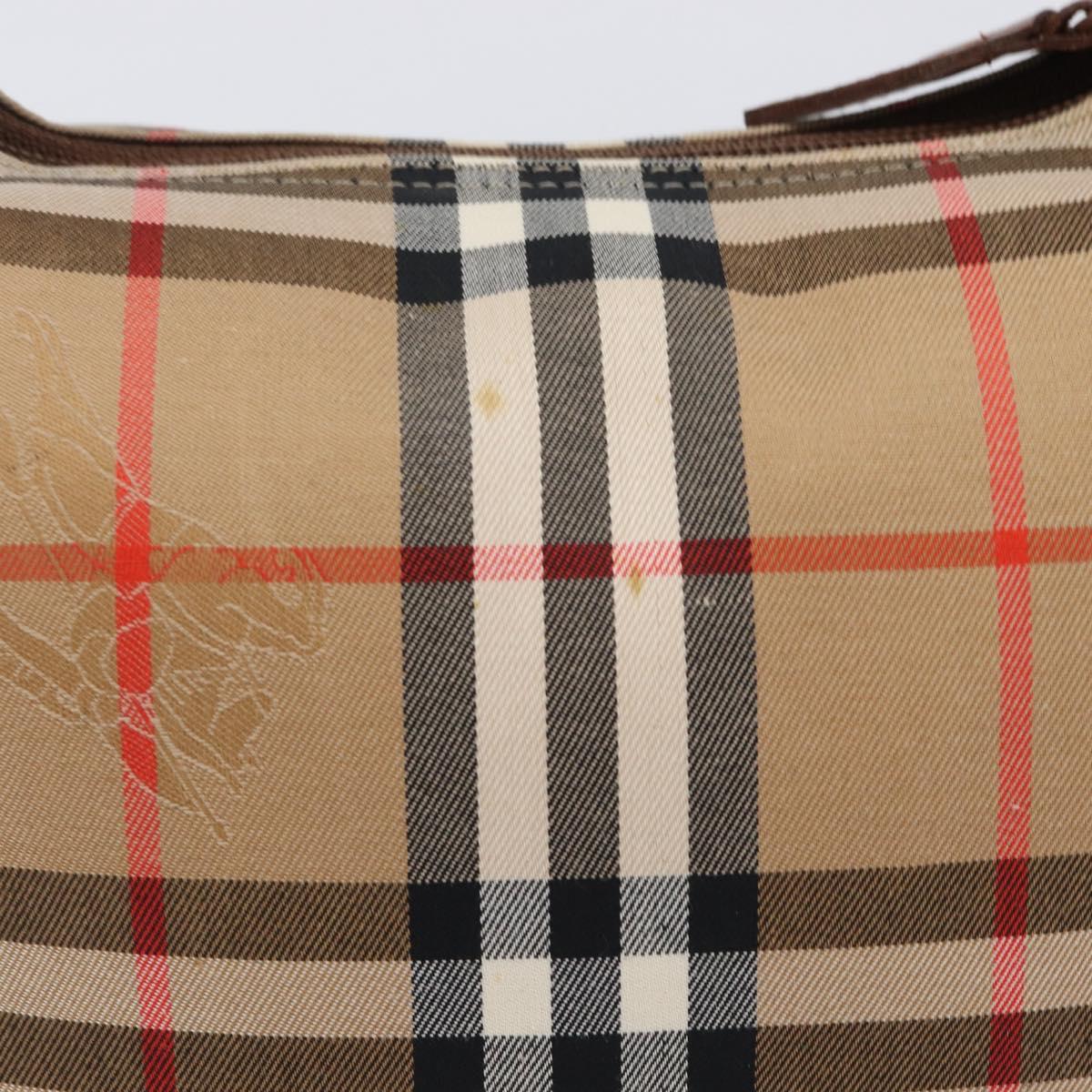 Burberrys Nova Check Hand Bag Canvas Beige Gold Auth ep16229