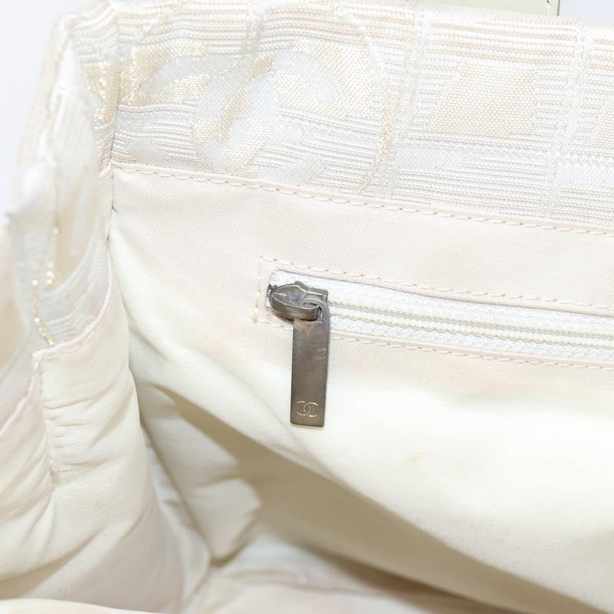 CHANEL New Travel Line Tote Bag Canvas Beige Silver CC Auth ep16230