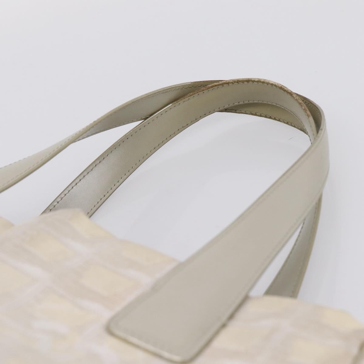CHANEL New Travel Line Tote Bag Canvas Beige Silver CC Auth ep16230