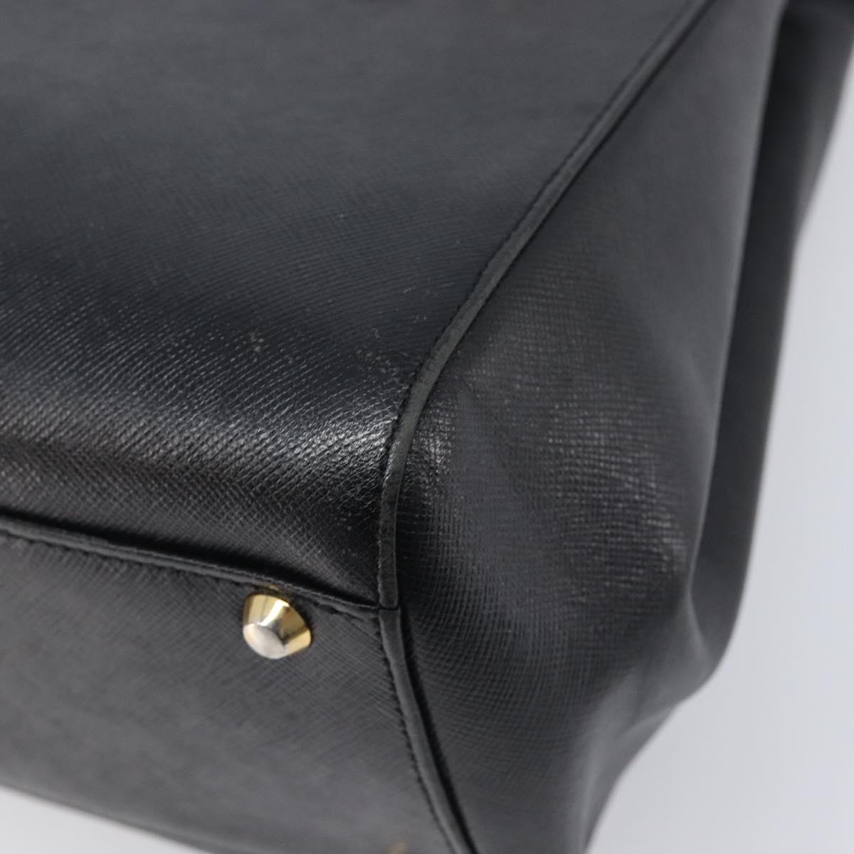 BURBERRY Hand Bag Leather Black Gold Auth ep16231