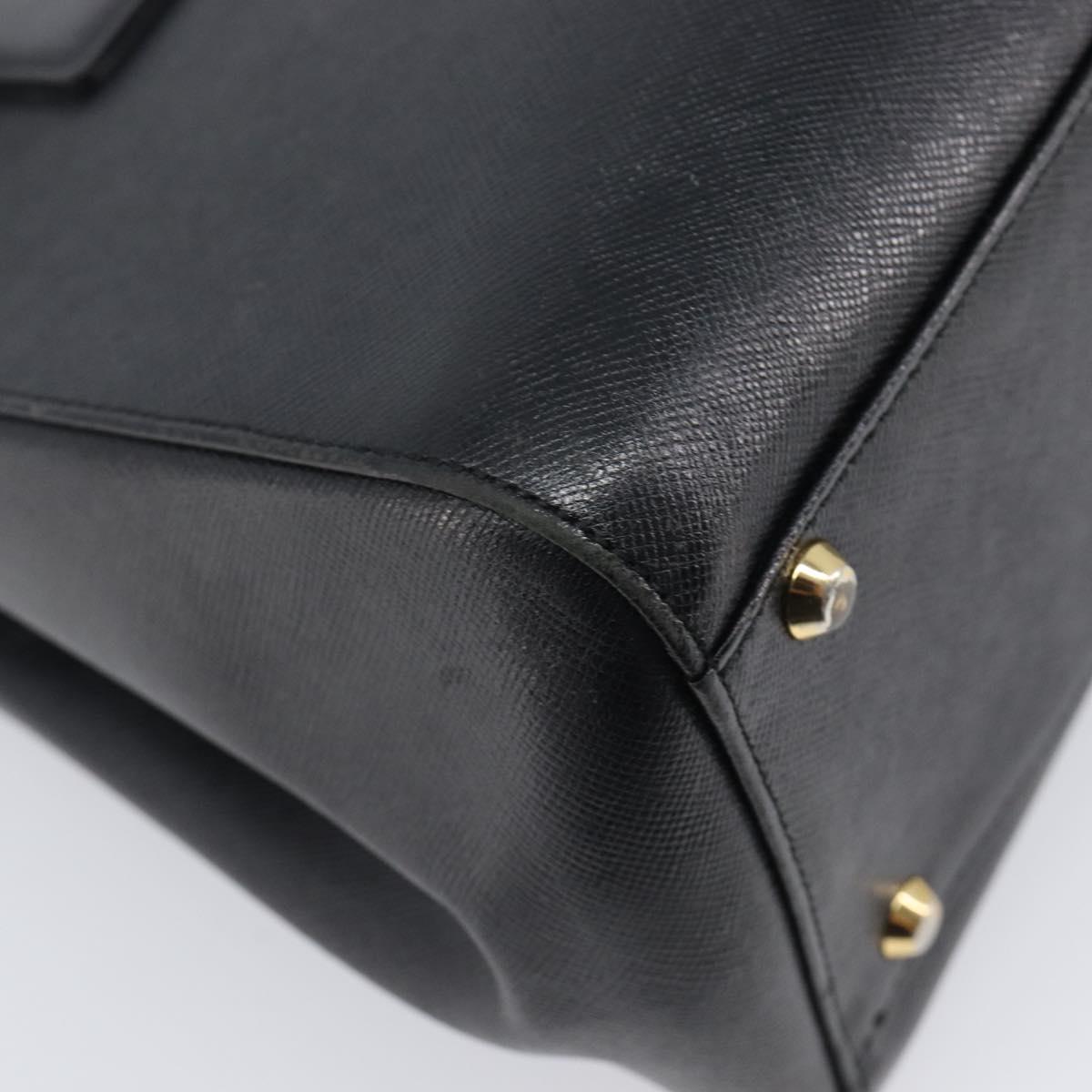 BURBERRY Hand Bag Leather Black Gold Auth ep16231