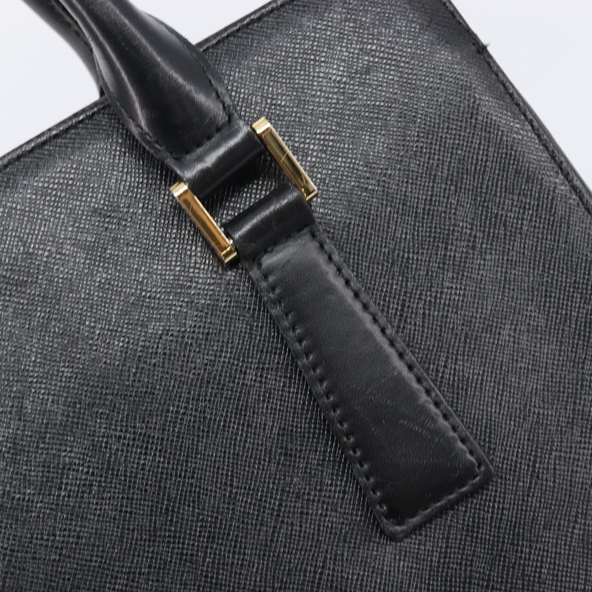 BURBERRY Hand Bag Leather Black Gold Auth ep16231