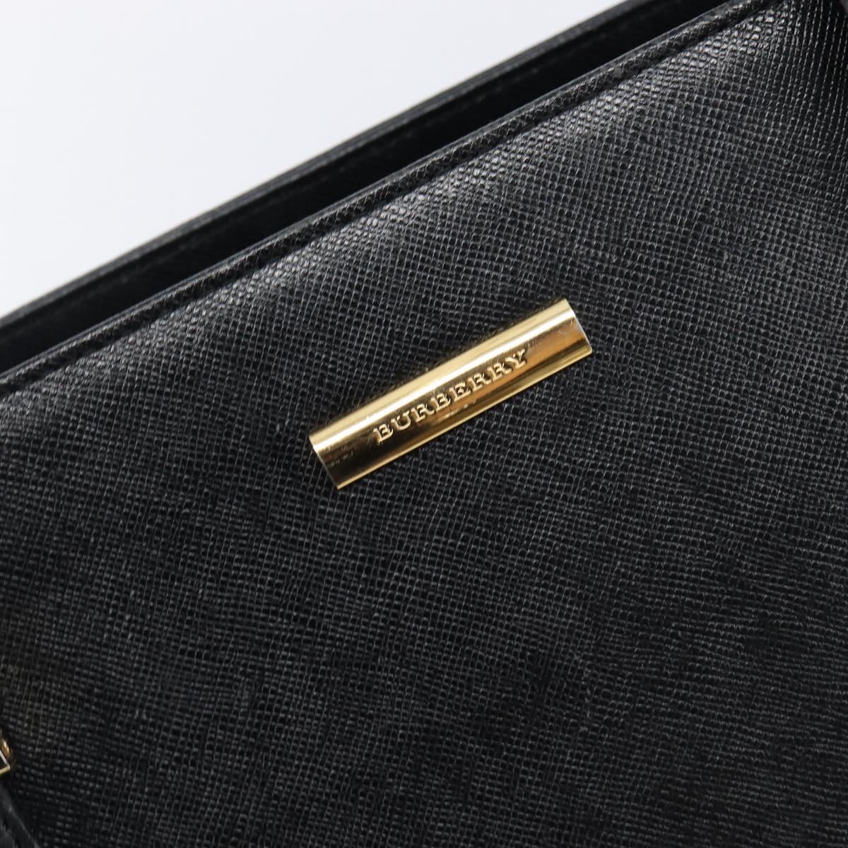 BURBERRY Hand Bag Leather Black Gold Auth ep16231
