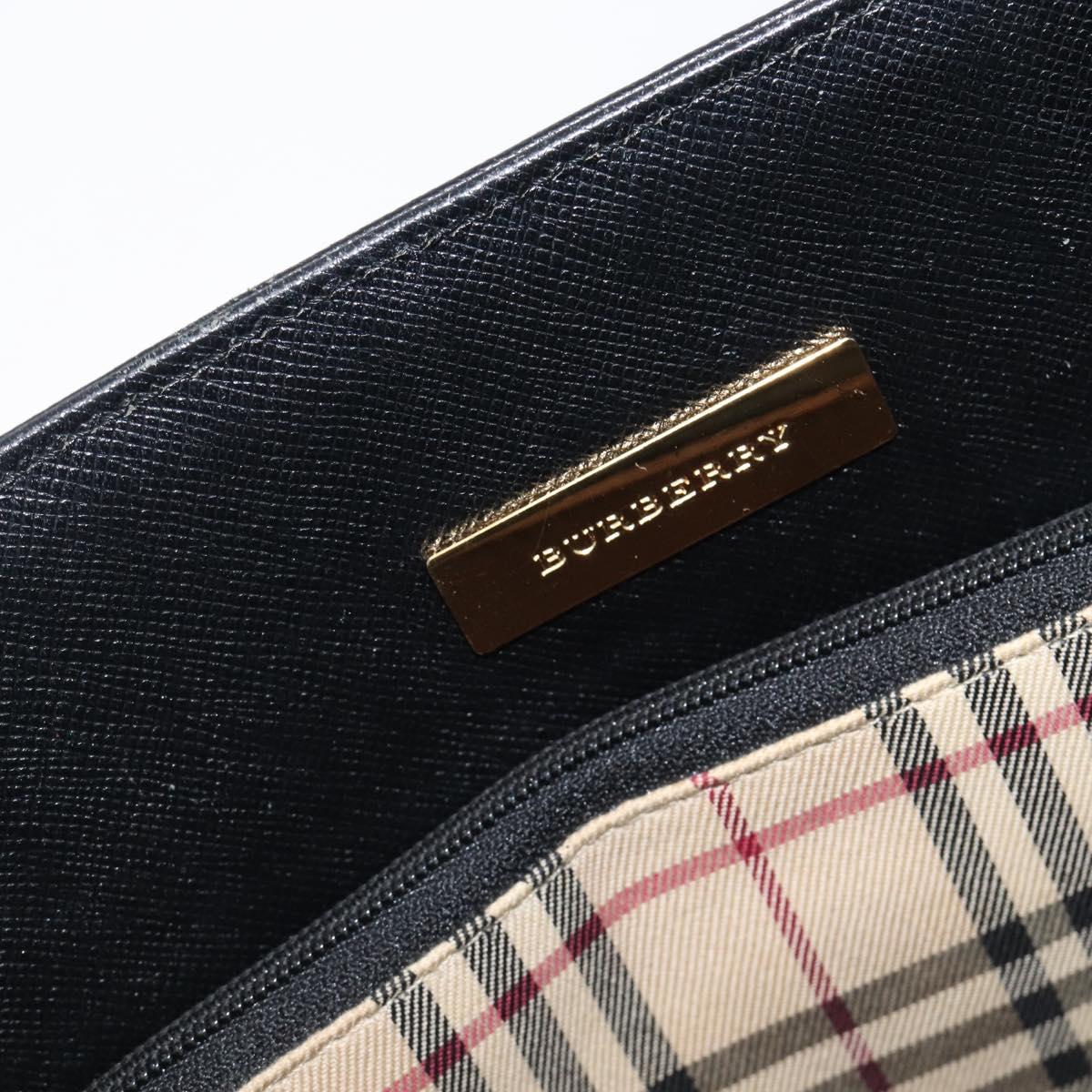 BURBERRY Hand Bag Leather Black Gold Auth ep16231