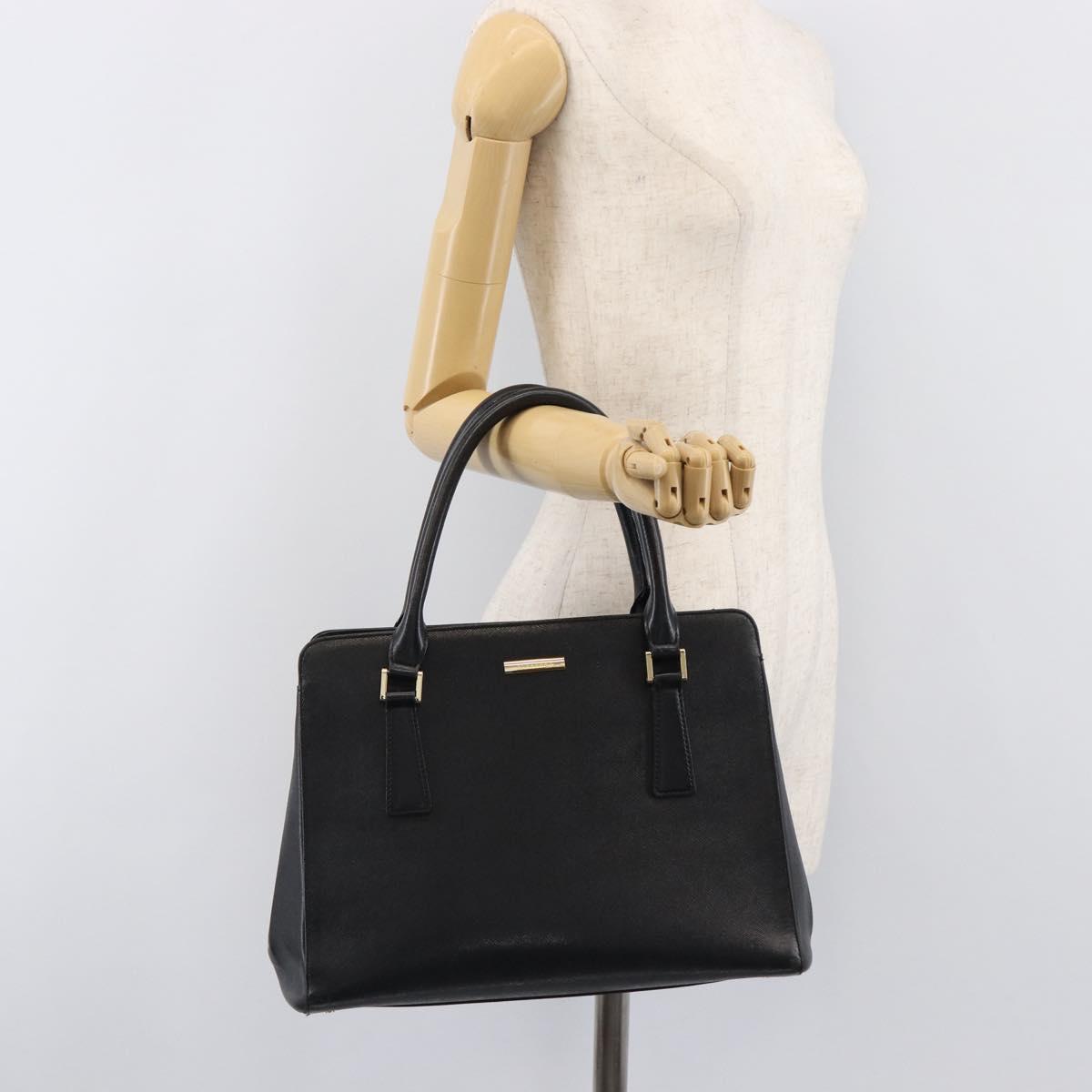 BURBERRY Hand Bag Leather Black Gold Auth ep16231