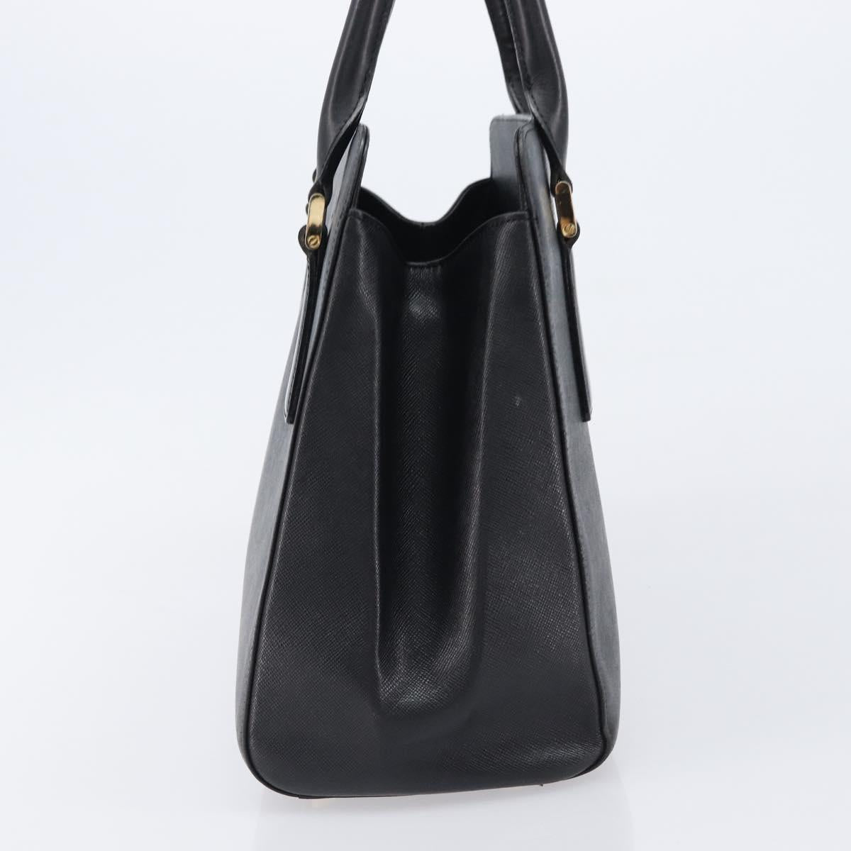 BURBERRY Hand Bag Leather Black Gold Auth ep16231
