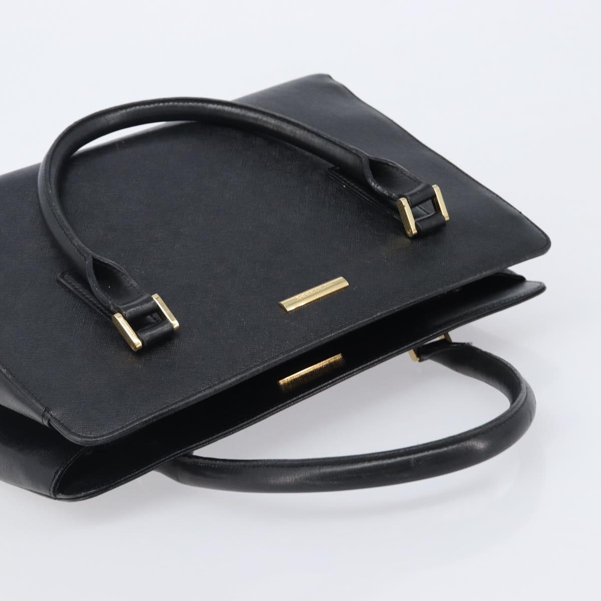 BURBERRY Hand Bag Leather Black Gold Auth ep16231