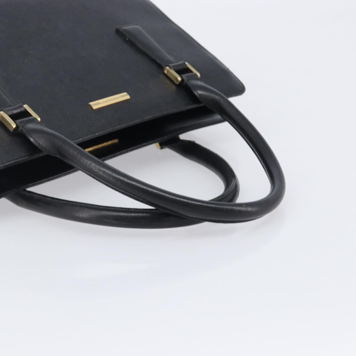 BURBERRY Hand Bag Leather Black Gold Auth ep16231