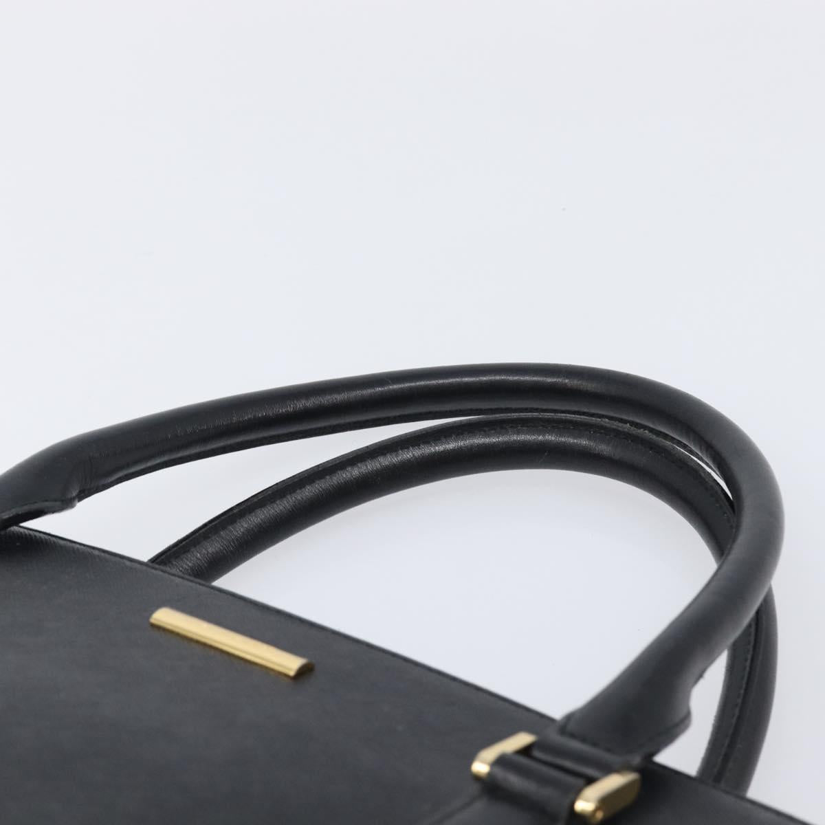 BURBERRY Hand Bag Leather Black Gold Auth ep16231