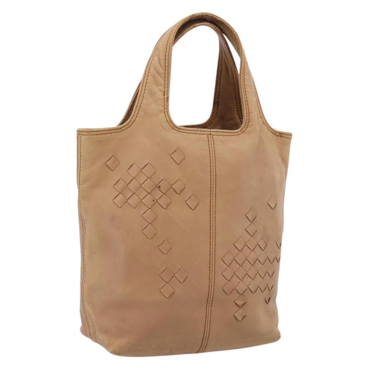 BOTTEGA VENETA INTRECCIATO Hand Bag Leather Beige Auth ep16232