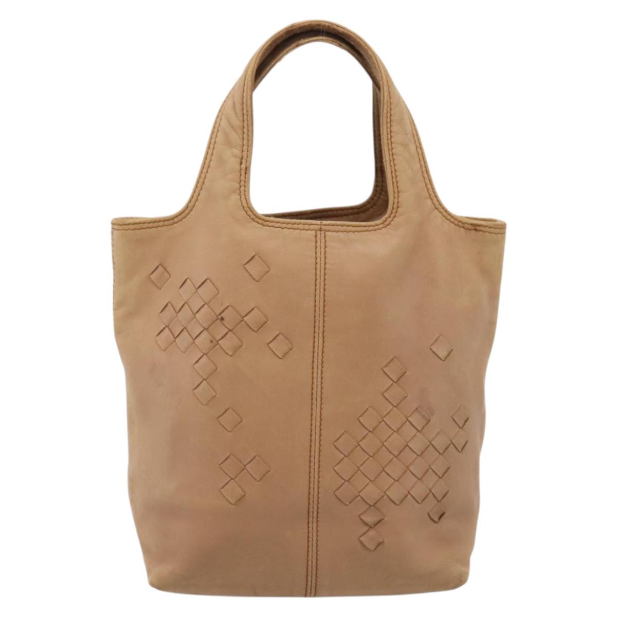 BOTTEGA VENETA INTRECCIATO Hand Bag Leather Beige Auth ep16232