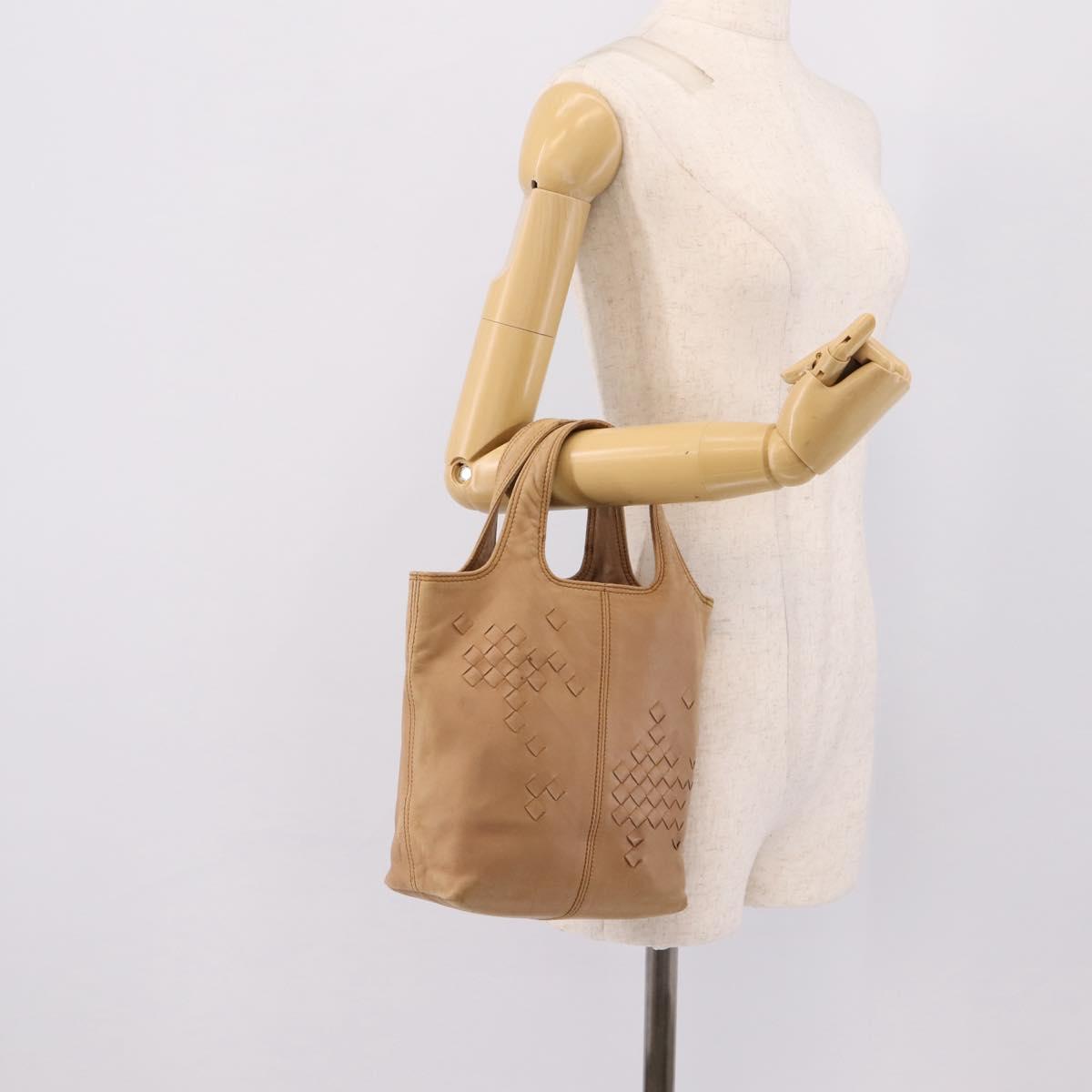 BOTTEGA VENETA INTRECCIATO Hand Bag Leather Beige Auth ep16232