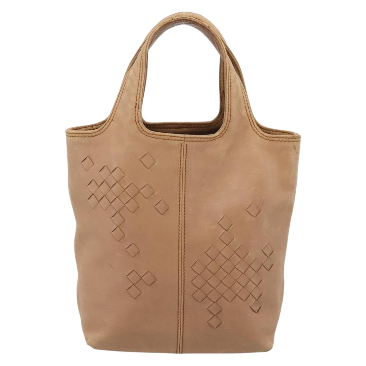 BOTTEGA VENETA INTRECCIATO Hand Bag Leather Beige Auth ep16232
