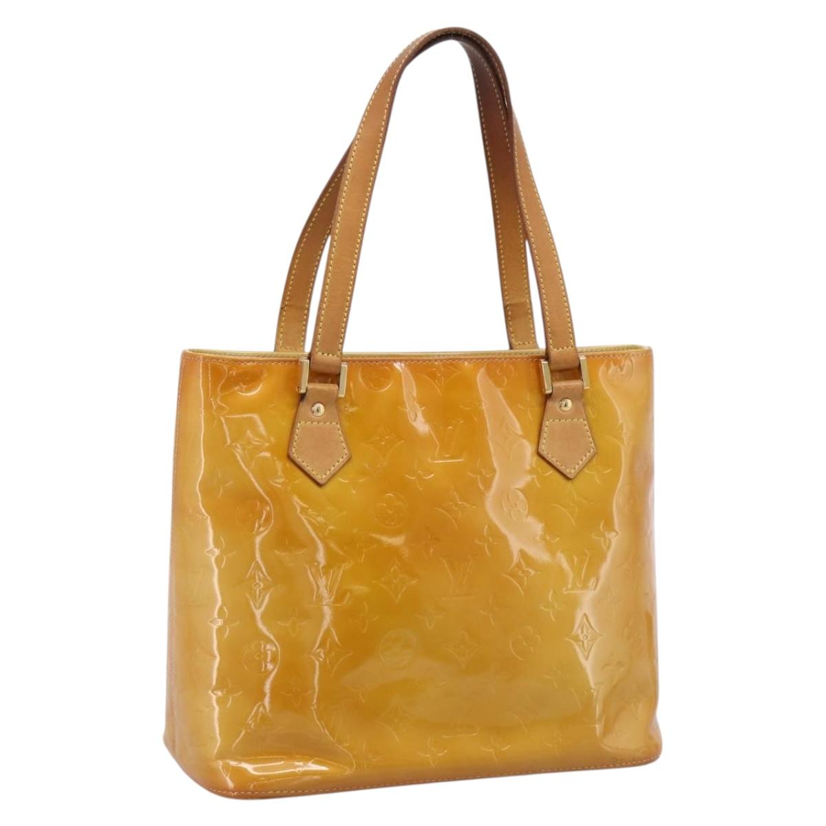 LOUIS VUITTON Monogram Vernis Houston Hand Bag Beige M91004 LV Auth ep16235