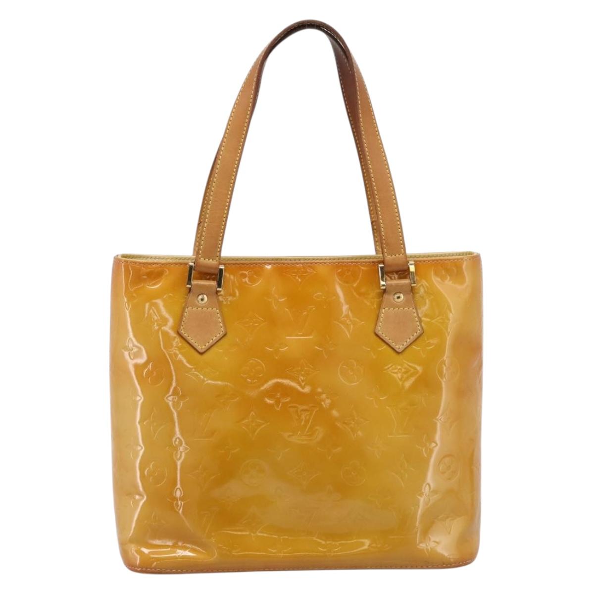 LOUIS VUITTON Monogram Vernis Houston Hand Bag Beige M91004 LV Auth ep16235
